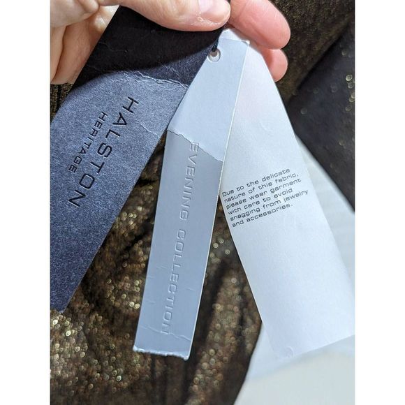 Halston Heritage Dress Size 4, NWT $525.00 Gold Off shoulder Cocktail Dress - Picture 6 of 9